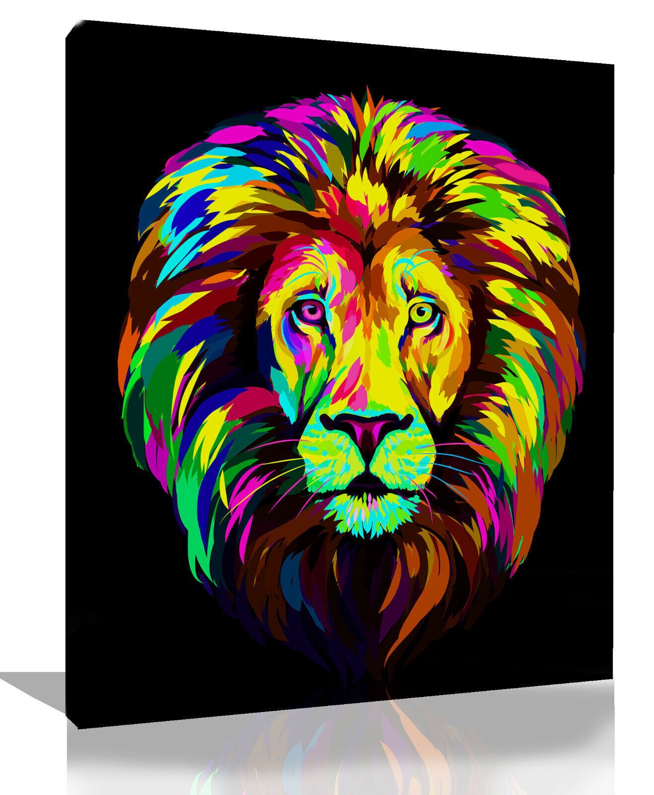 Colourful Lion Animal Abstract Pop Art Canvas Wall Art Picture Print