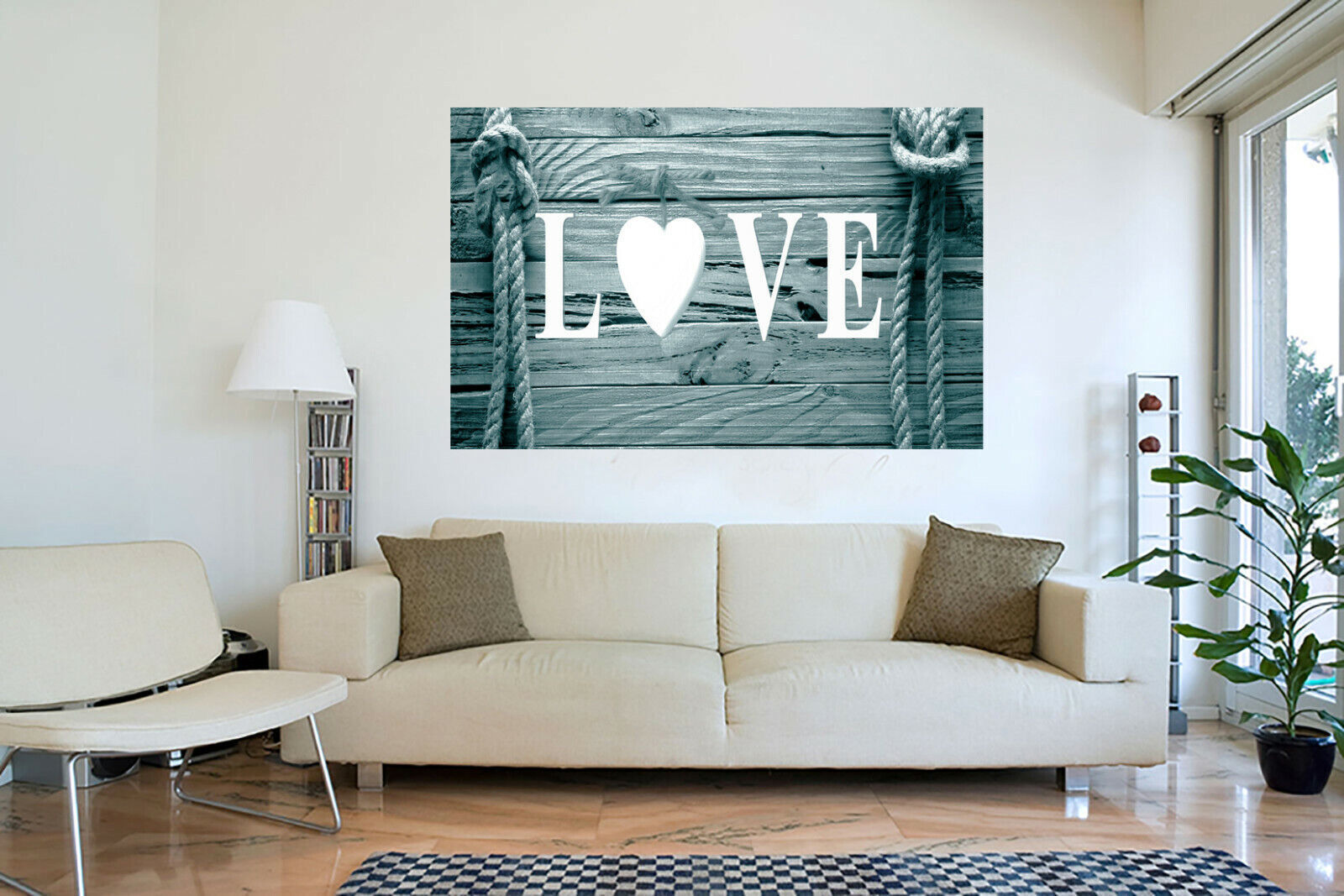 Shabby Chic Love Quote Decoration Framed Canvas Print Wall Art Ready To Hang