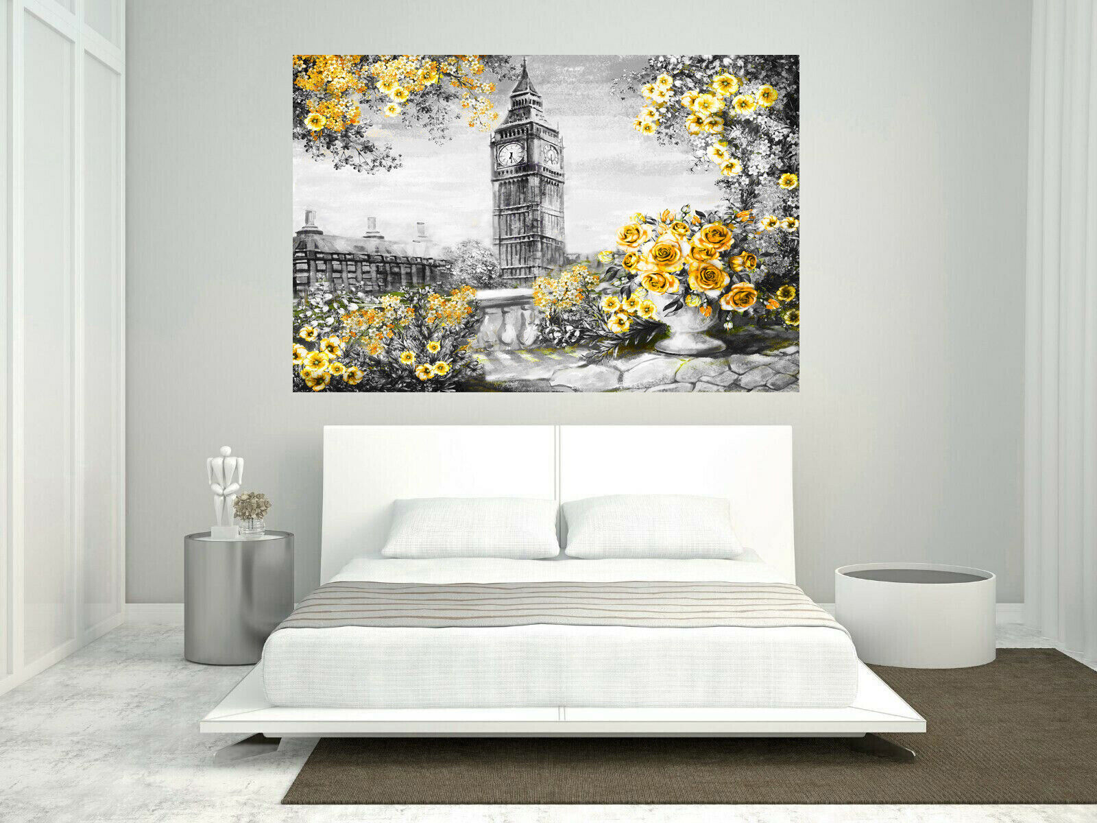 Yellow Summer In London Floral Canvas Wall Art Picture Print