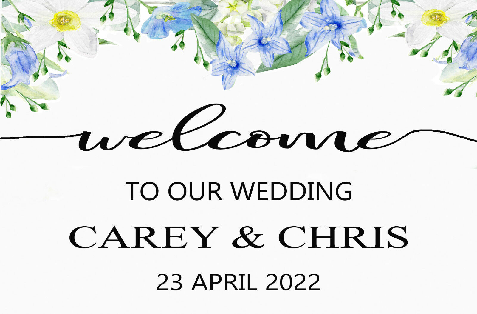 Personalised Floral Wedding Occasion Welcome Board Canvas Wall Art Picture Print