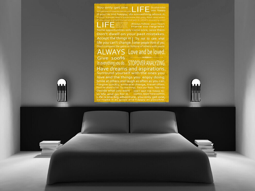 Life Manifesto Quote Canvas Wall Art Picture Print Artwork - Mustard