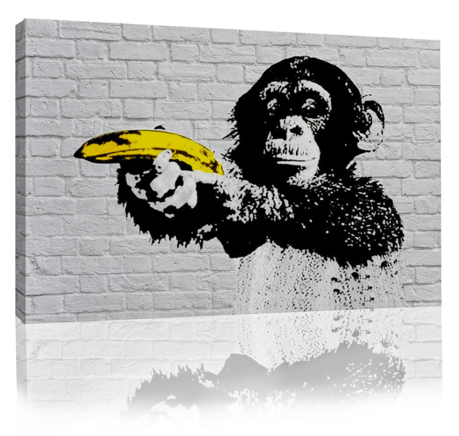 MONKEY POINTING BANANA ABSTRACT CANVAS WALL ART PICTURE PRINT READY TO HANG