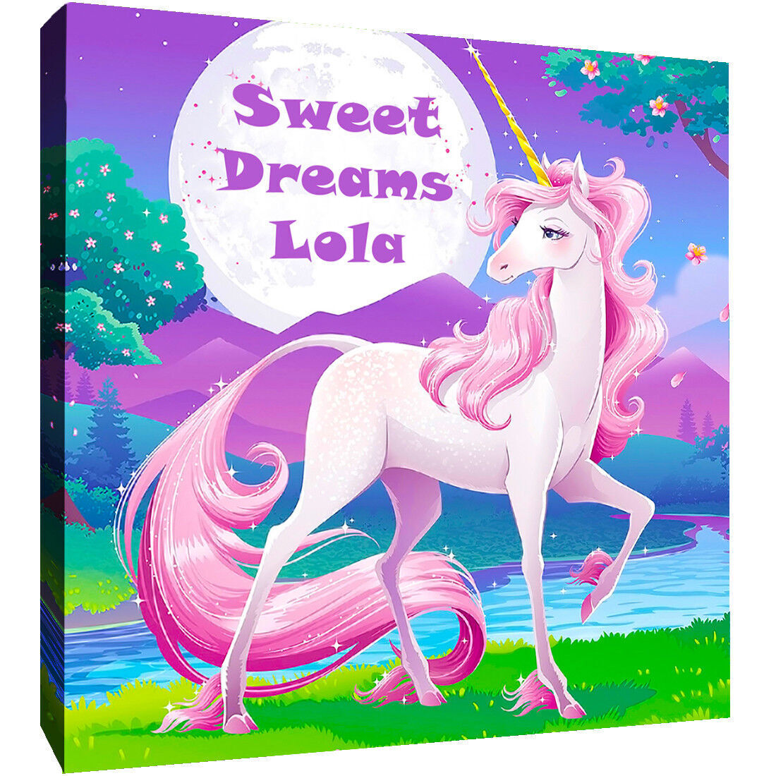 Childs Personalised Unicorn - Their Name on Canvas Wall Art Picture Print