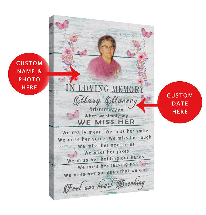 Personalised Memorial We Miss Her Poem CANVAS WALL ART Picture Print  All sizes