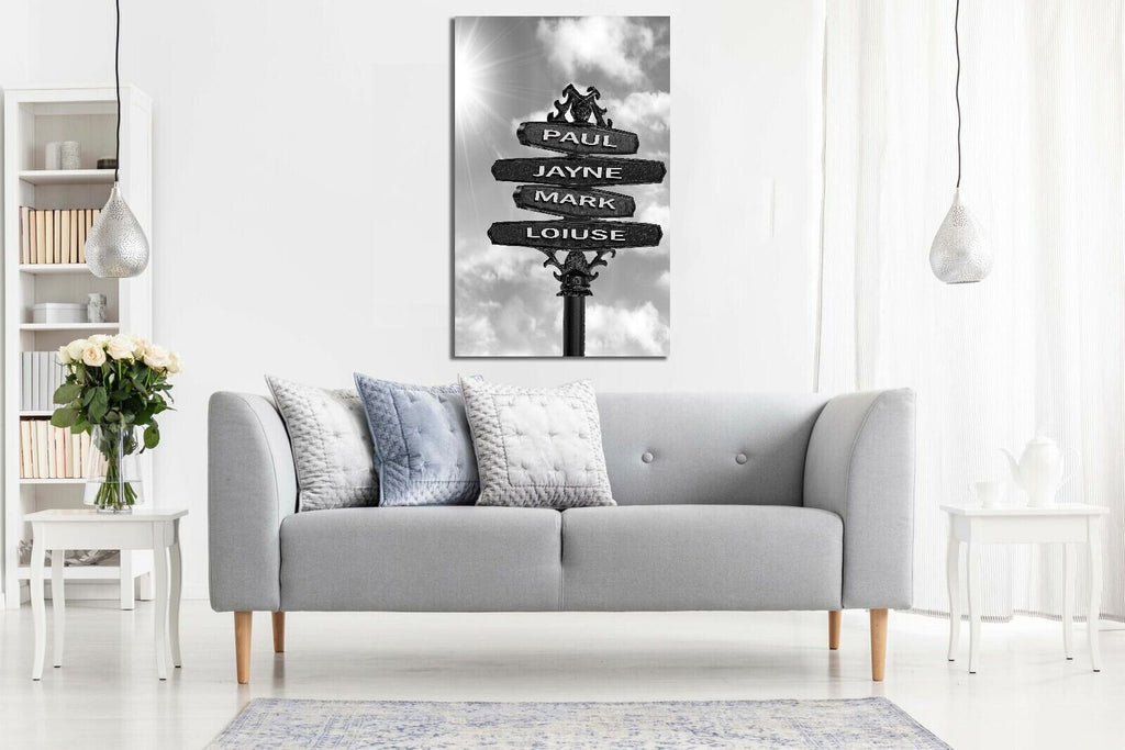 Personalized Personal Names on Vintage Street Sign Canvas Wall Art Print