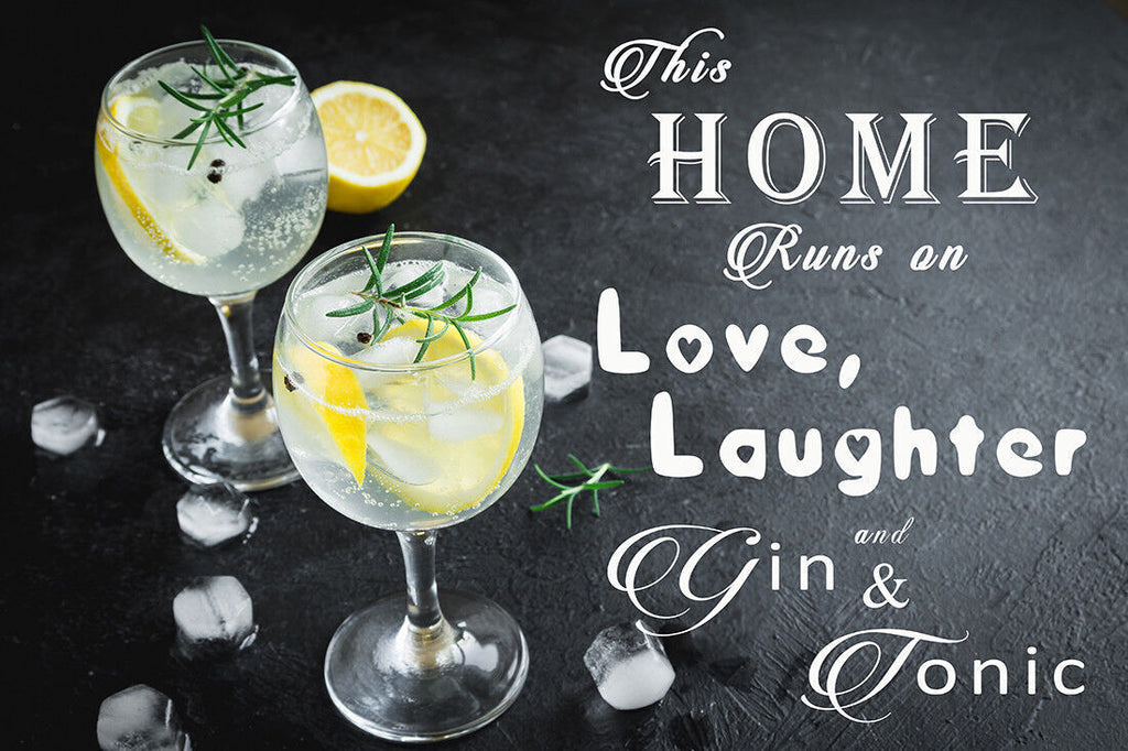 Gin & Tonic Home Quote Canvas Wall Art Picture Print