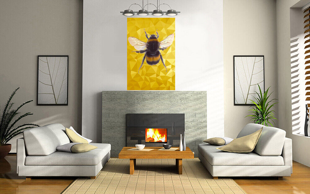 Bumble Bee Animal Abstract YELLOW / MUSTARD CANVAS WALL ART PRINT PICTURE