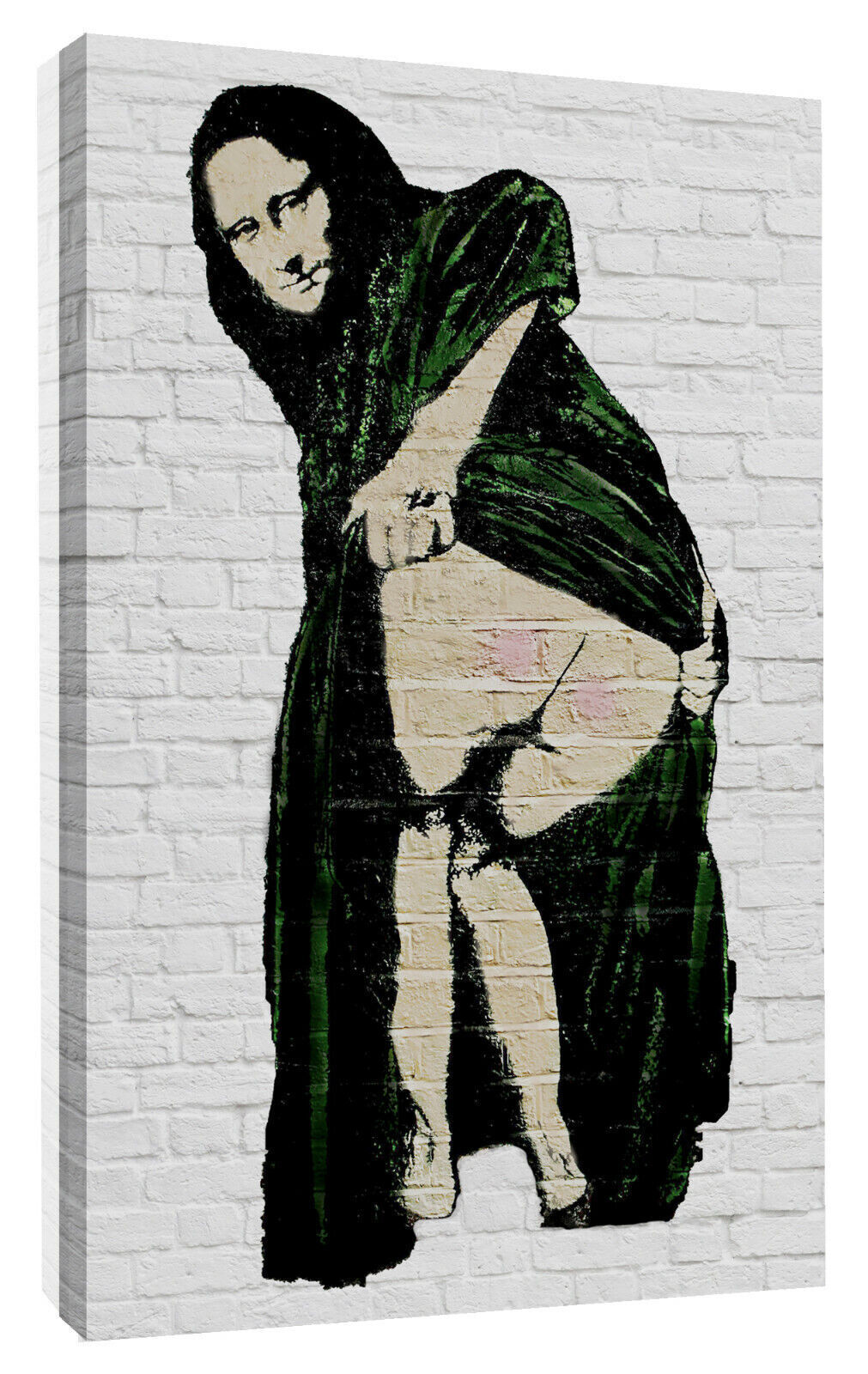 Banksy Black & Cream Moona Lisa Graffiti Canvas Wall Art Picture Print