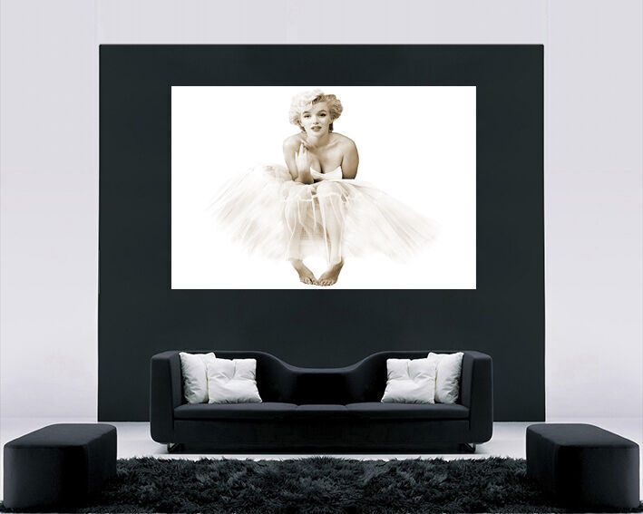 Marilyn Monroe-Ballerina Icon Canvas Wall Art Picture Print - Sepia A0, A1, A2