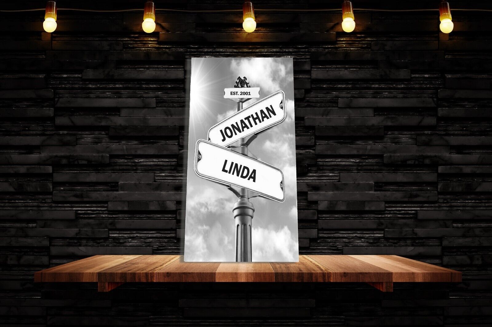 Personalised Couples Names Wedding Date Street Sign Canvas Wall Art Print