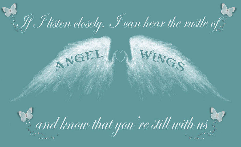 Angel Wing Wall Art Picture IF I Listen Closely Quote Canvas Print Duck Egg Blue