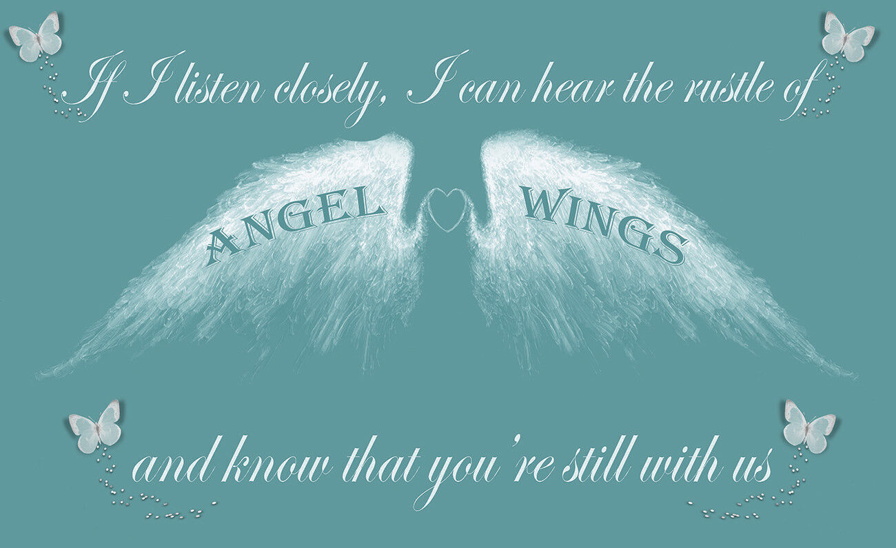 Angel Wing Wall Art Picture IF I Listen Closely Quote Canvas Print Duck Egg Blue