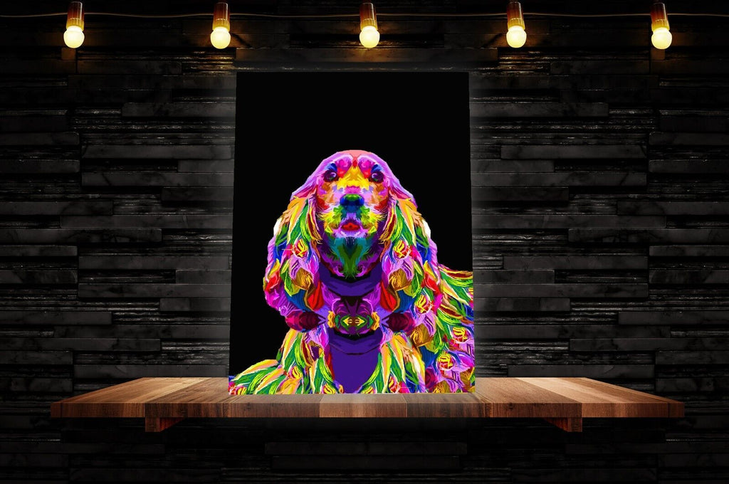 Portrait Colourful Spaniel Dog Abstract Pop Art Canvas Wall Art Picture Print