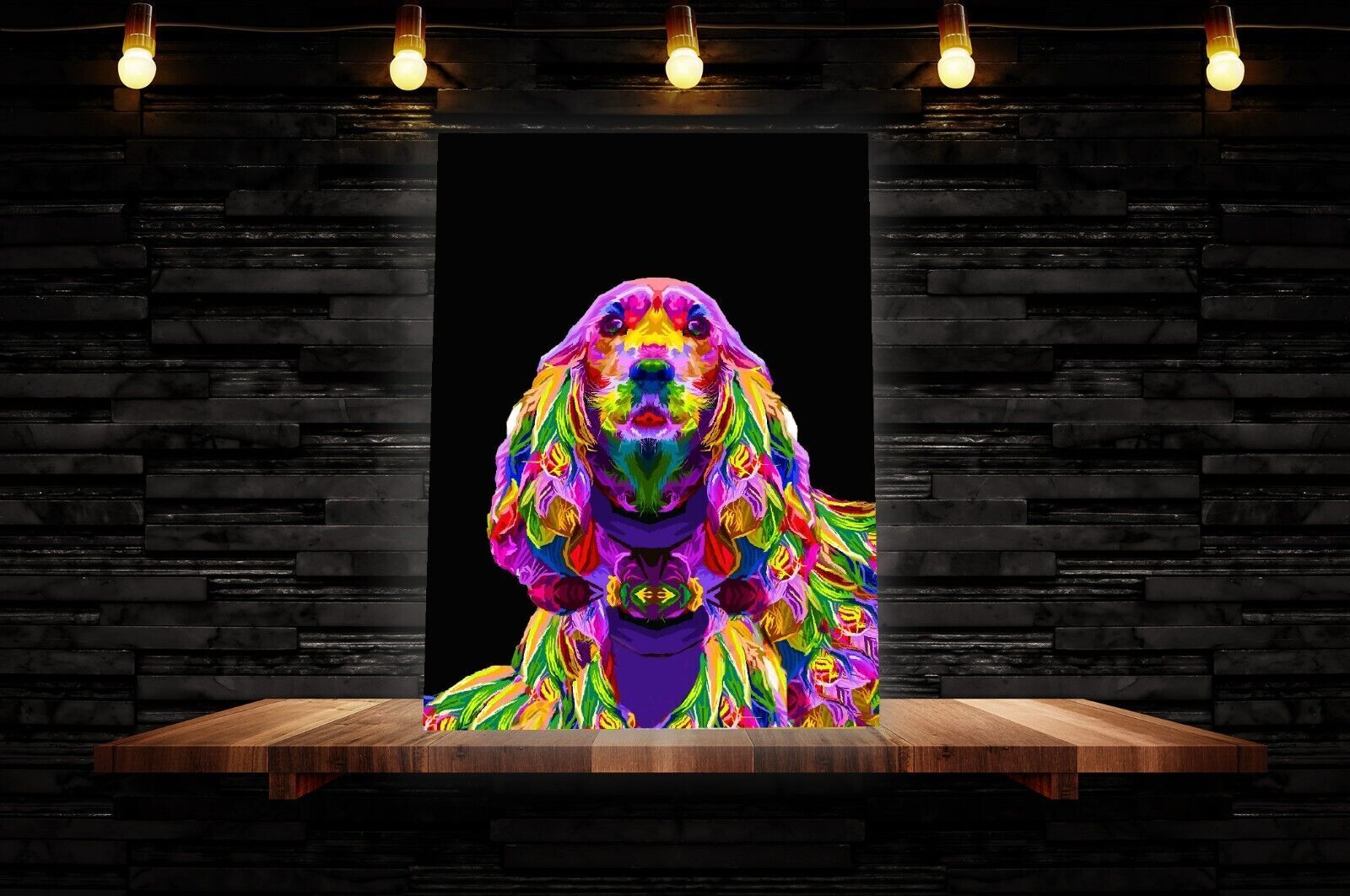 Portrait Colourful Spaniel Dog Abstract Pop Art Canvas Wall Art Picture Print