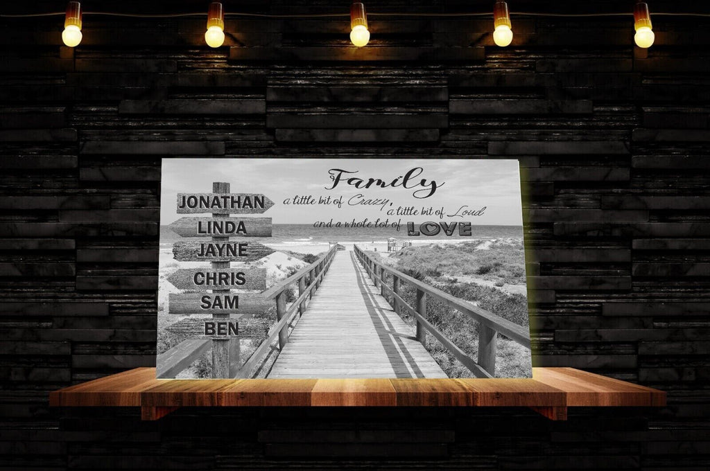 Personalized Personal up to 6 Names on Beach Street Sign Canvas Wall Art Print