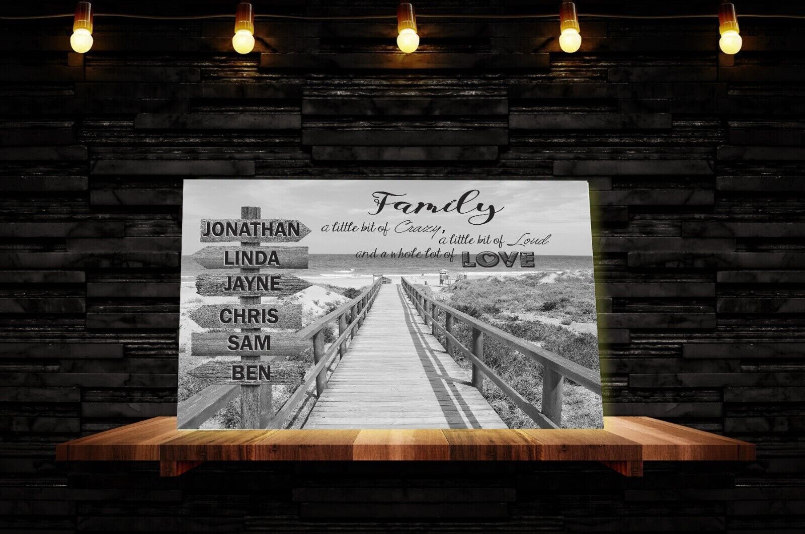 Personalized Personal up to 6 Names on Beach Street Sign Canvas Wall Art Print