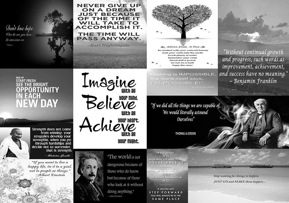 Motivation Quotes Black & White Canvas Wall Art  Picture 100% cotton - All sizes