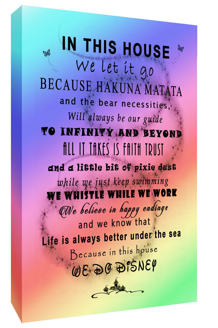 Rainbow We Do Disney In This House Quote on CANVAS WALL ART Picture Print