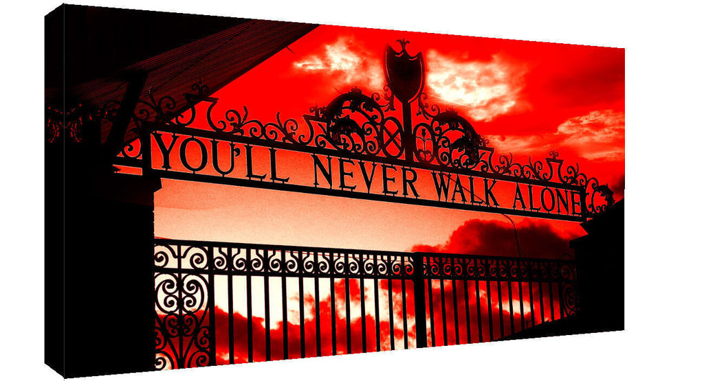 Liverpool You'll Never Walk Alone CANVAS WALL ART Picture Print Red