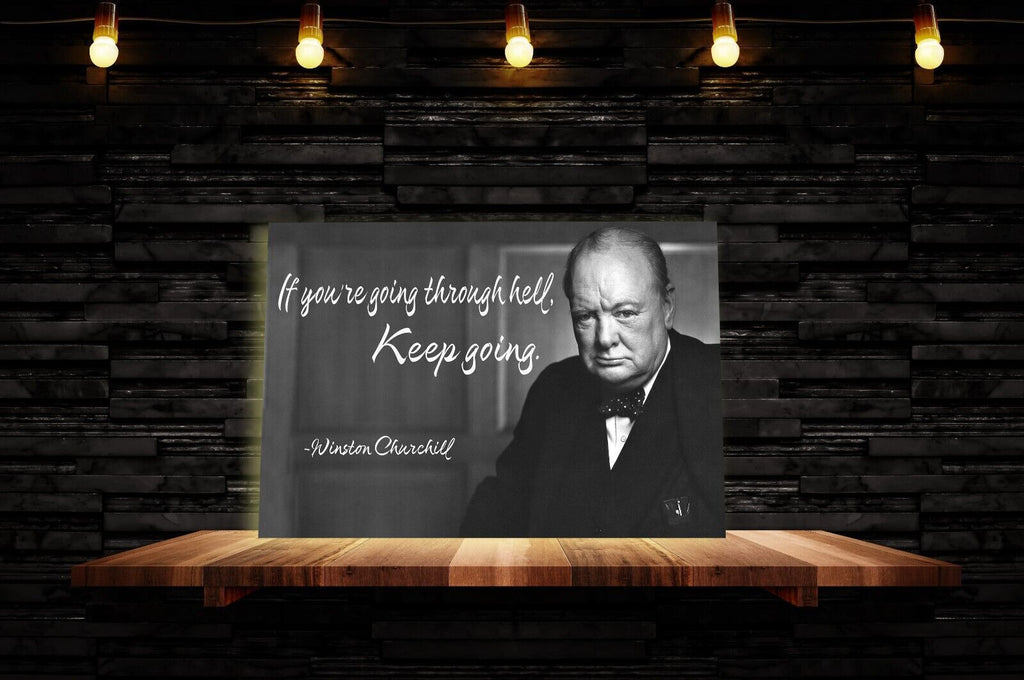 Winston Churchill Quote Canvas Wall Art Picture Print - Black and white