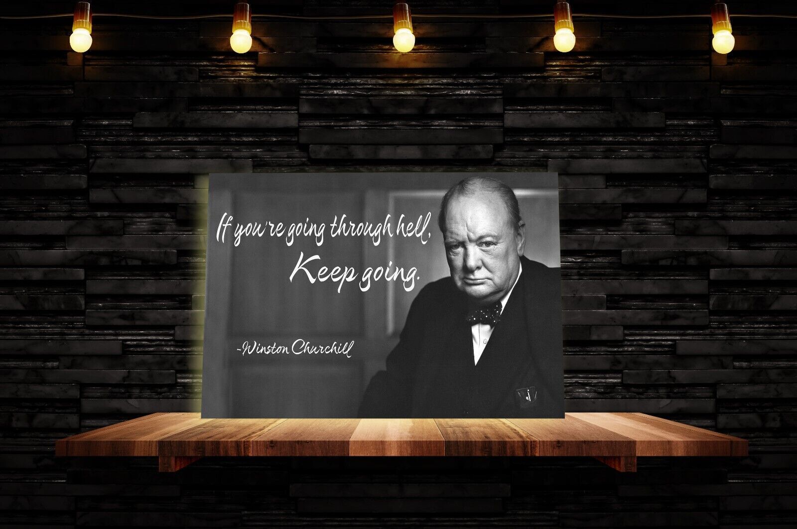 Winston Churchill Quote Canvas Wall Art Picture Print - Black and white