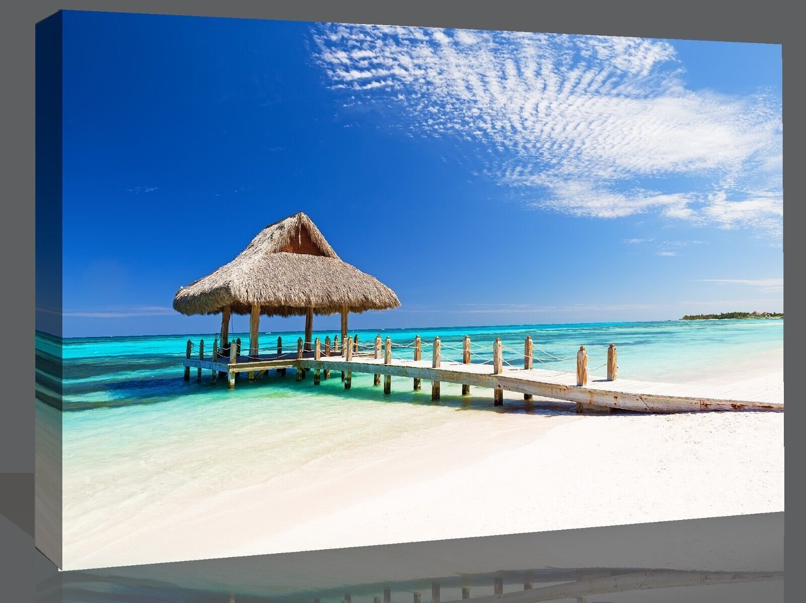 Tropical White Sandy Beach Sea Canvas Wall Art Picture Print
