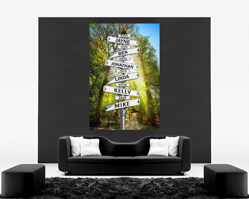 Sunny Personalised Personal up to 6 Names on Street Sign Canvas Wall Art Print