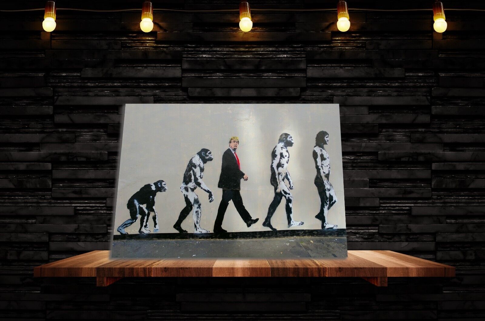 BANKSY DONALD TRUMP EVOLUTION  CANVAS WALL ART PICTURE PRINT GRAFFITI