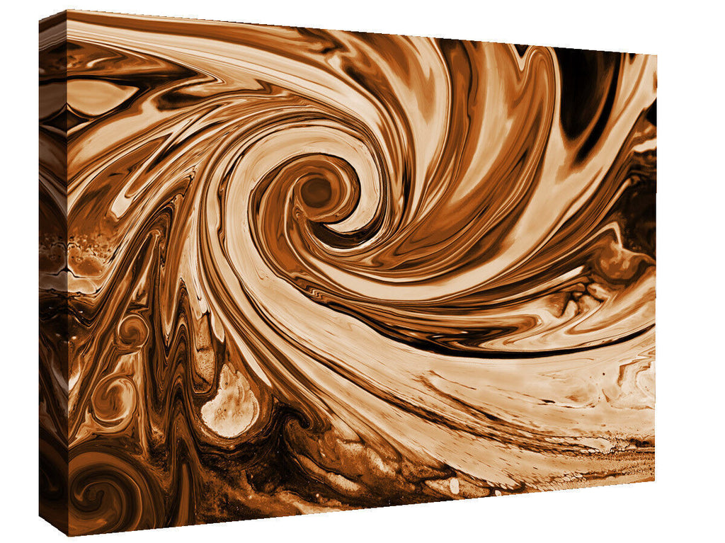 Modern Brown Tones Spiral Swirl Abstract Canvas Wall Art Print Picture