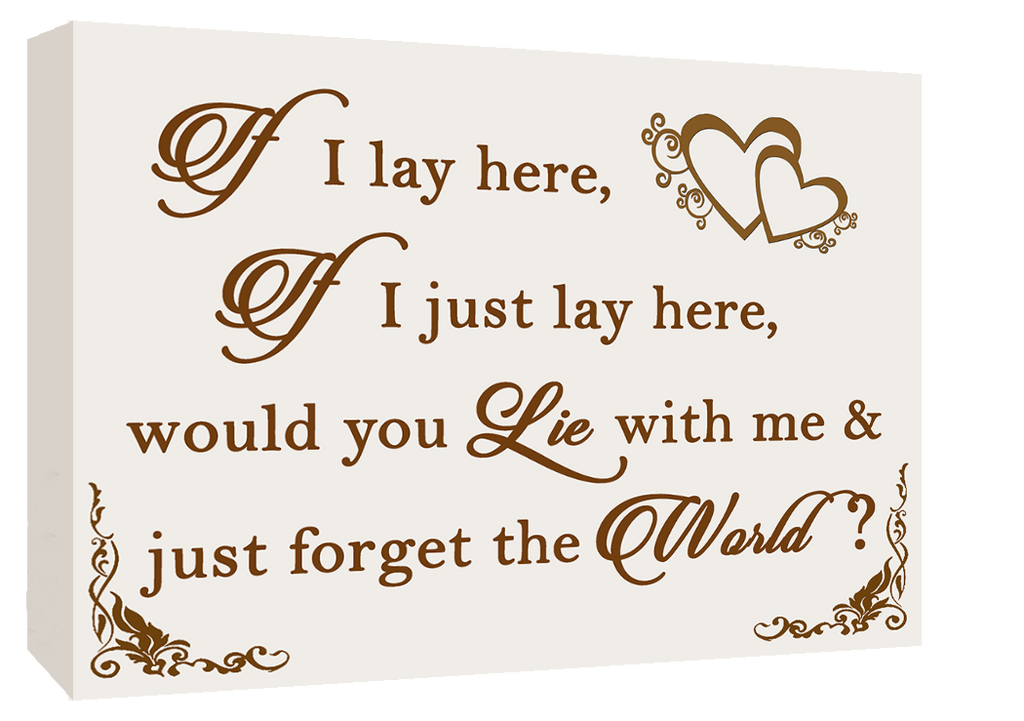 If I Lay Here - Snow Patrol QUOTE Canvas Wall Art Picture Print - Cream /  Brown