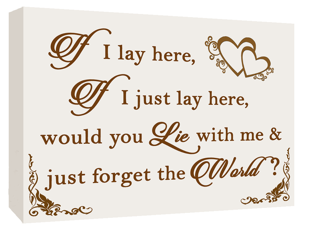 If I Lay Here - Snow Patrol QUOTE Canvas Wall Art Picture Print - Cream /  Brown