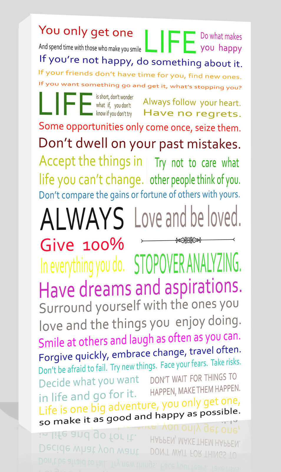 Life Manifesto Quote Canvas Wall Art Picture Print Artwork - multi colour text