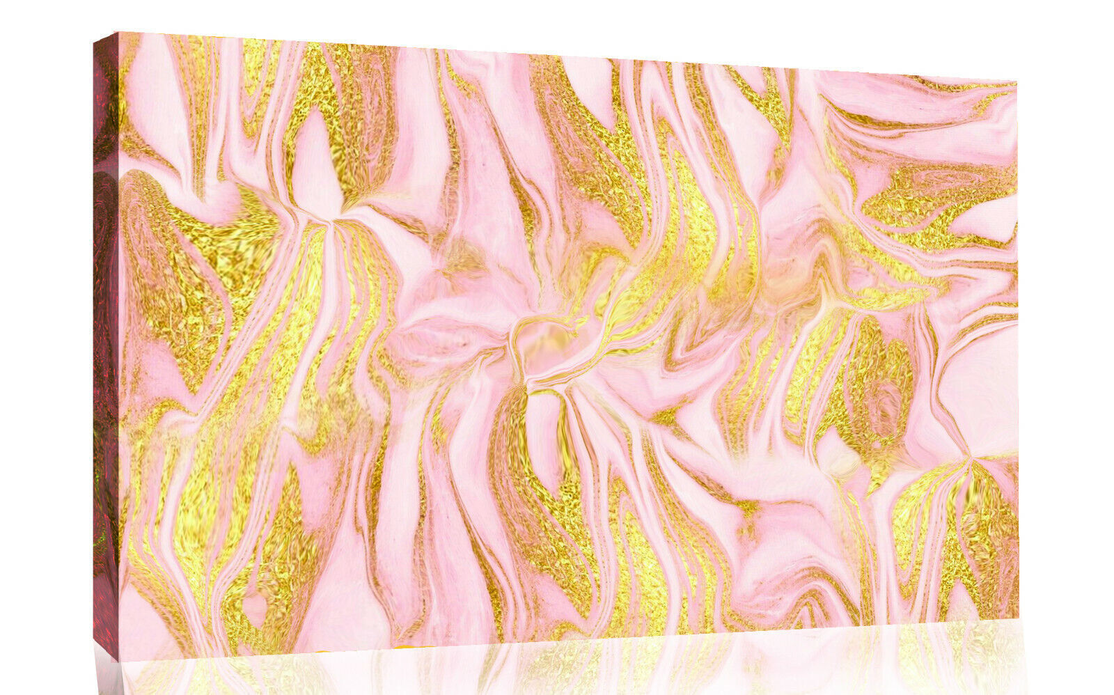 Modern Gold and Pink Spiral Swirl Abstract Canvas Wall Art Print