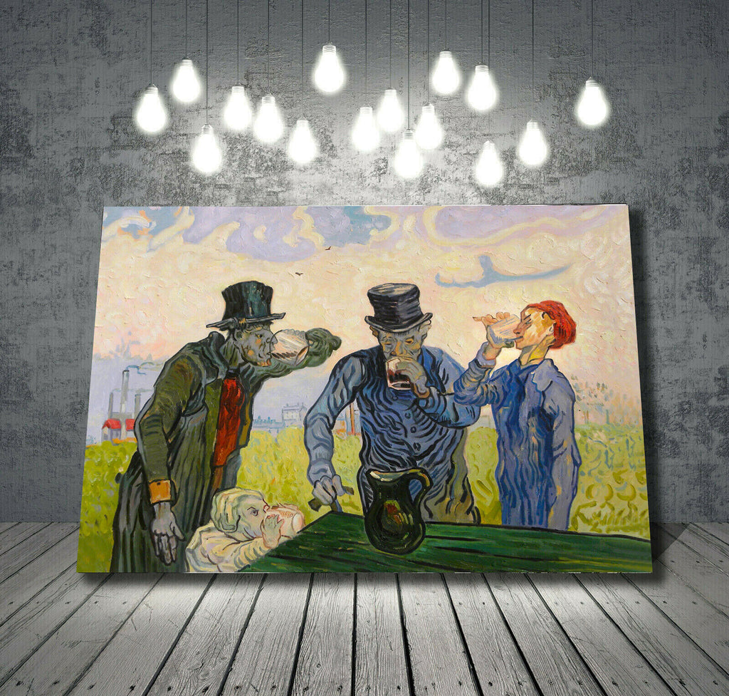 Van Gogh The Drinkers Pub Friends Painting Canvas Wall Art Picture Print