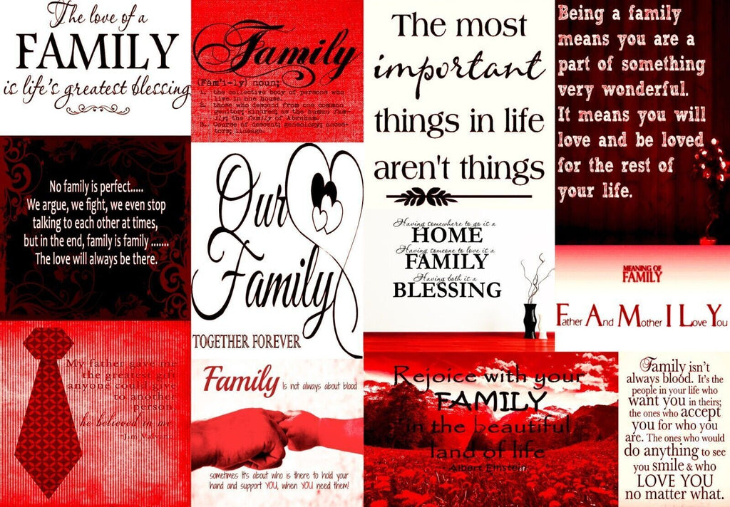 Family Quotes Canvas Wall Art Picture Print - Red 100% cotton