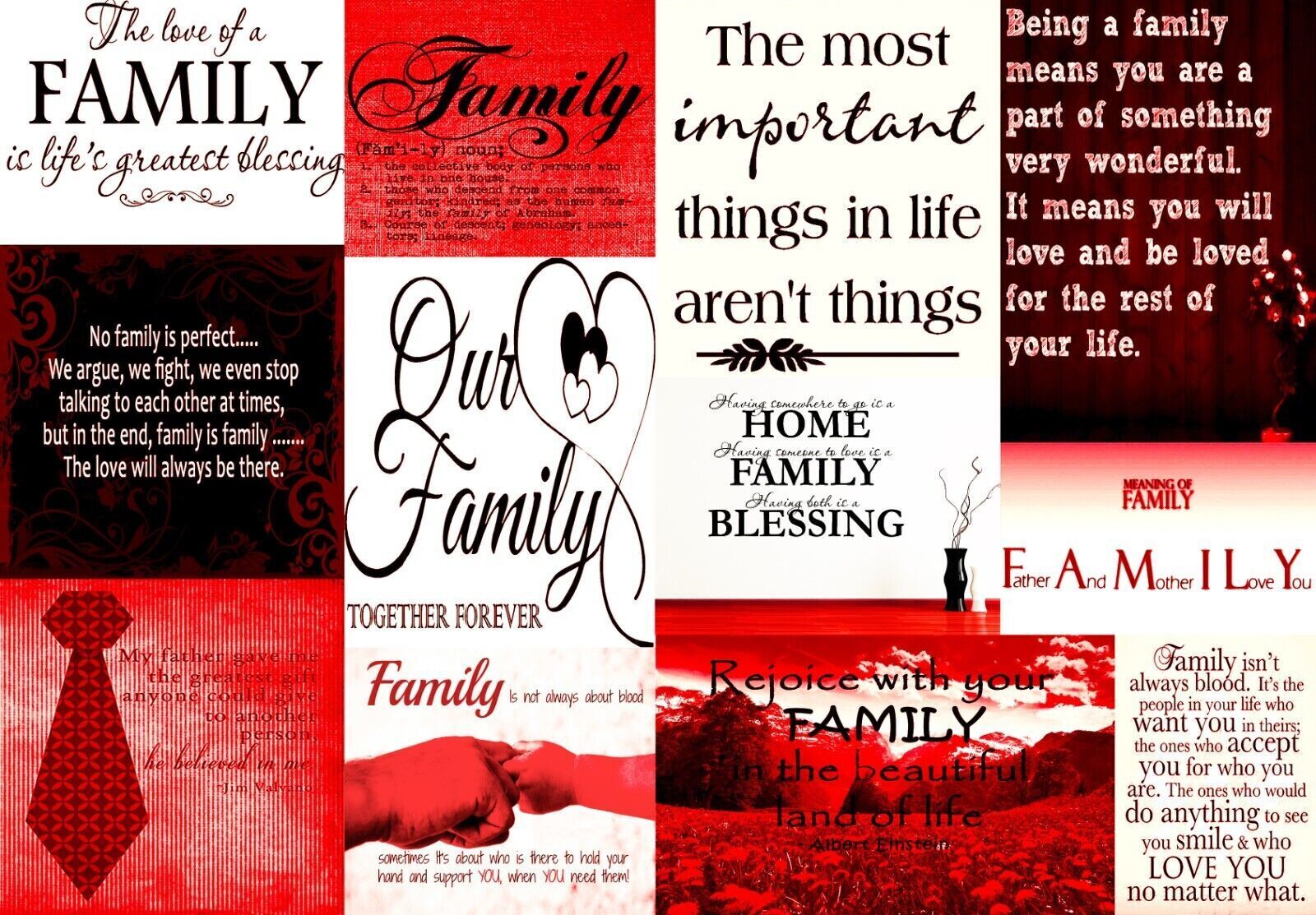Family Quotes Canvas Wall Art Picture Print - Red 100% cotton