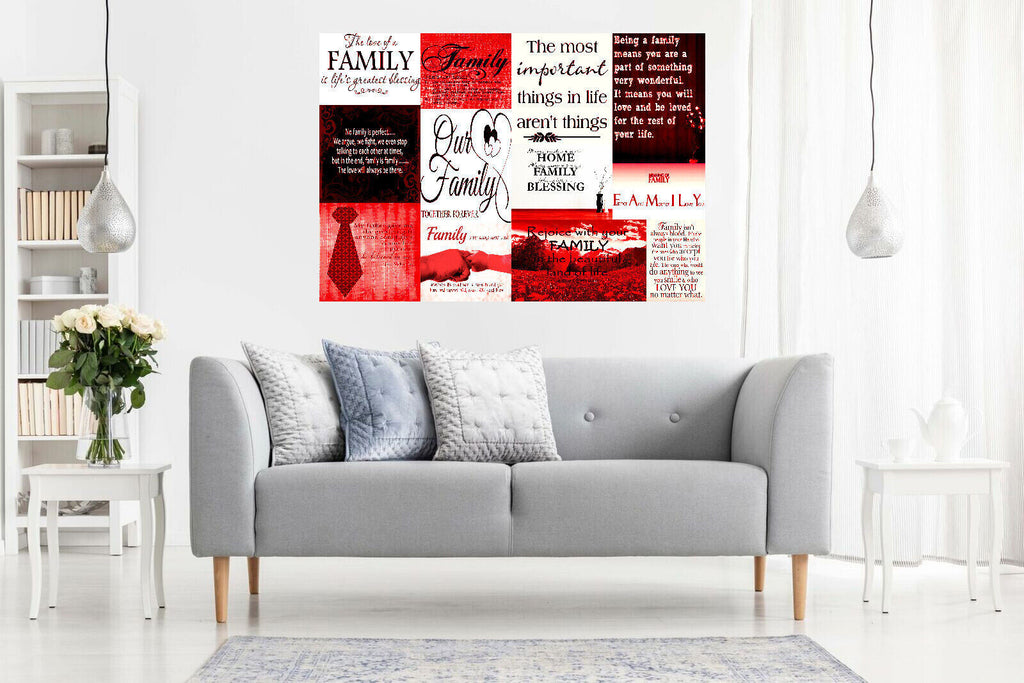 Family Quotes Canvas Wall Art Picture Print - Red 100% cotton