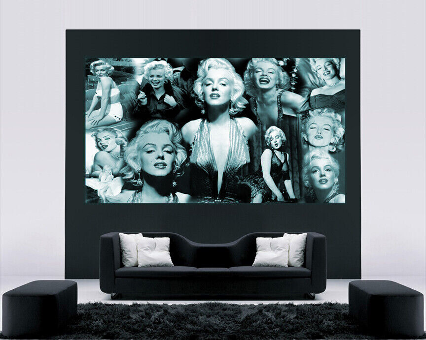 DUCK EGG BLUE MARILYN MONROE COTTON CANVAS PICTURE COLLAGE WALL ART - ALL SIZES