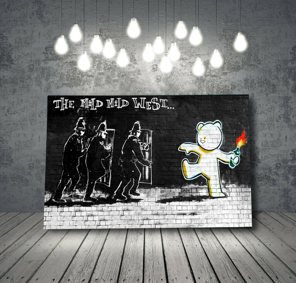 Banksy Mild Mild West Graffiti Canvas Wall Art Picture Print