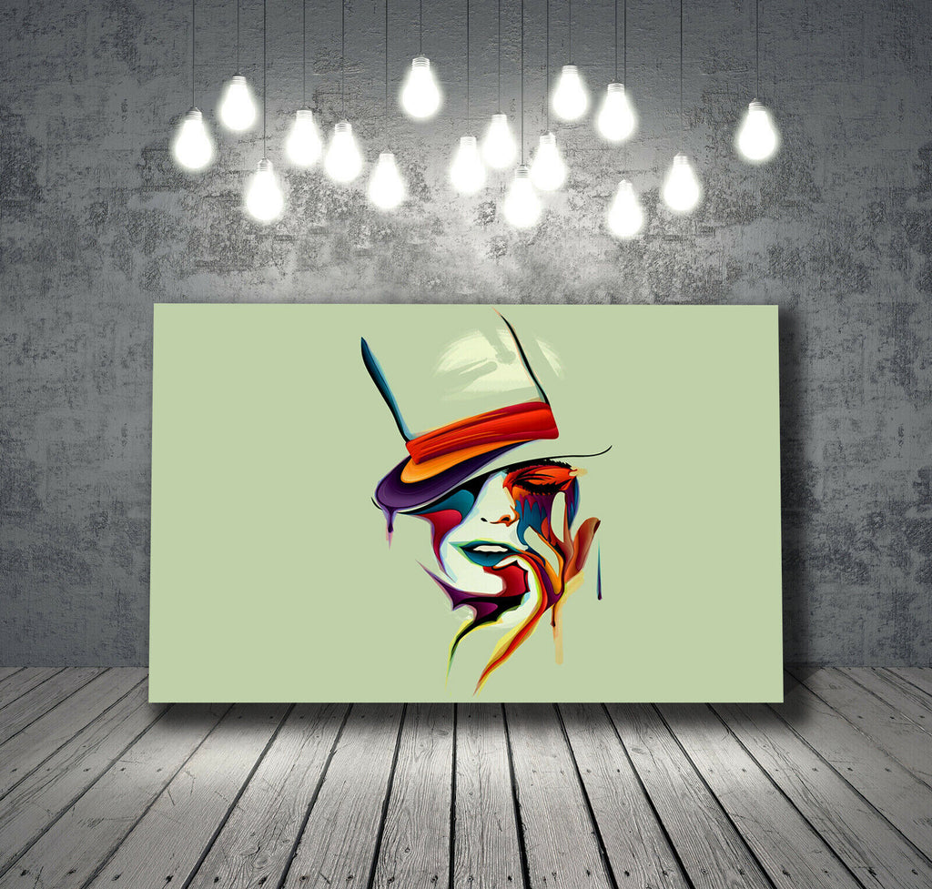 Abstract Face Grey and Multi Coloured CANVAS WALL ART PICTURE PRINT