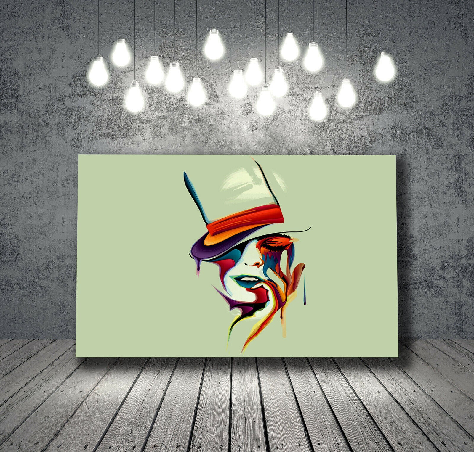 Abstract Face Grey and Multi Coloured CANVAS WALL ART PICTURE PRINT