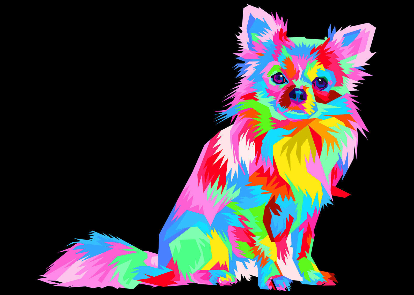 Colourful Chihuahua Dog Abstract Pop Art Canvas Wall Art Picture Print