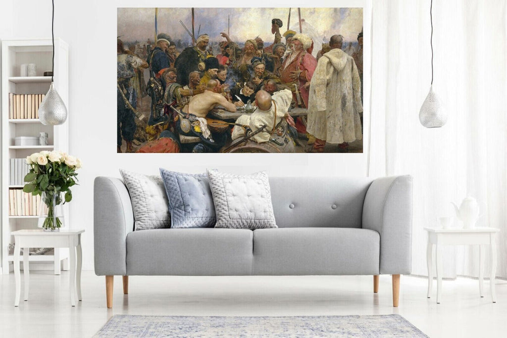 ILYA REPIN, REPLY OF THE ZAPOROZHIAN COSSACKS Canvas Wall Art Picture Print