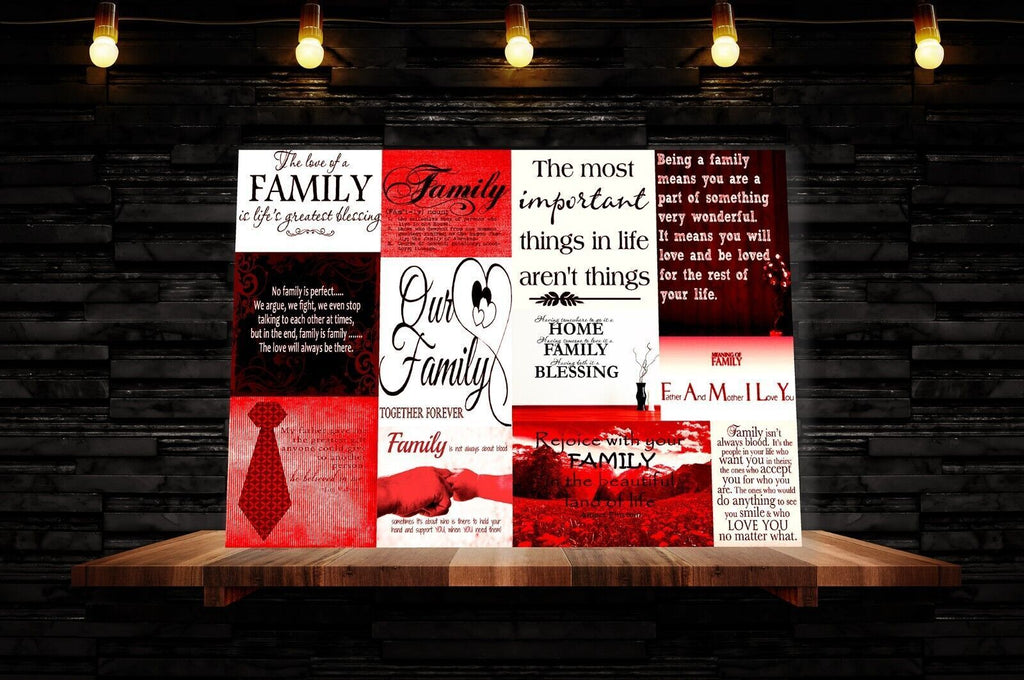 Family Quotes Canvas Wall Art Picture Print - Red 100% cotton