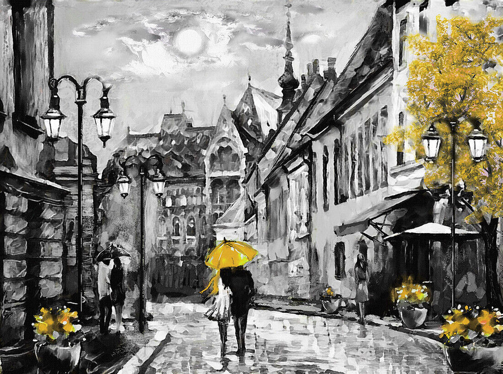 Yellow Budapest City Umbrella Canvas Wall Art Picture Print Oil Painting