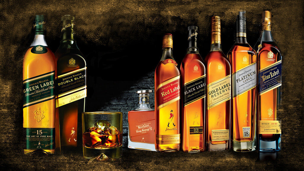 Johnnie Walker Whiskey Bottles Cotton Canvas Wall Art Picture Print - All Sizes