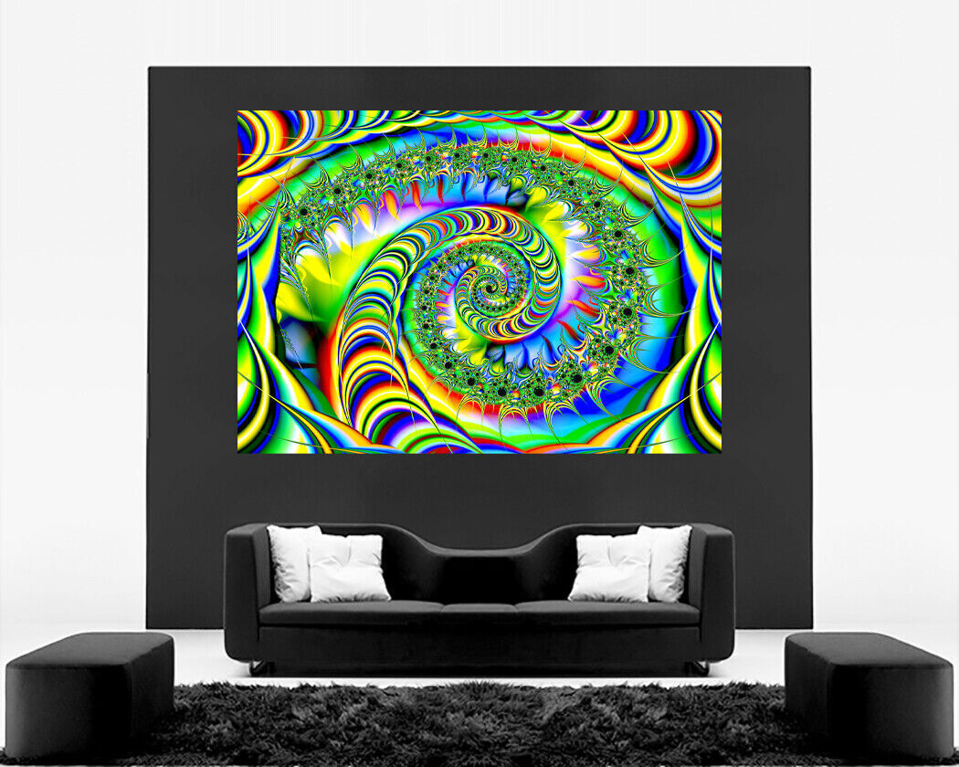 Rainbow bright colours swirl abstract Canvas Wall Art Picture Print