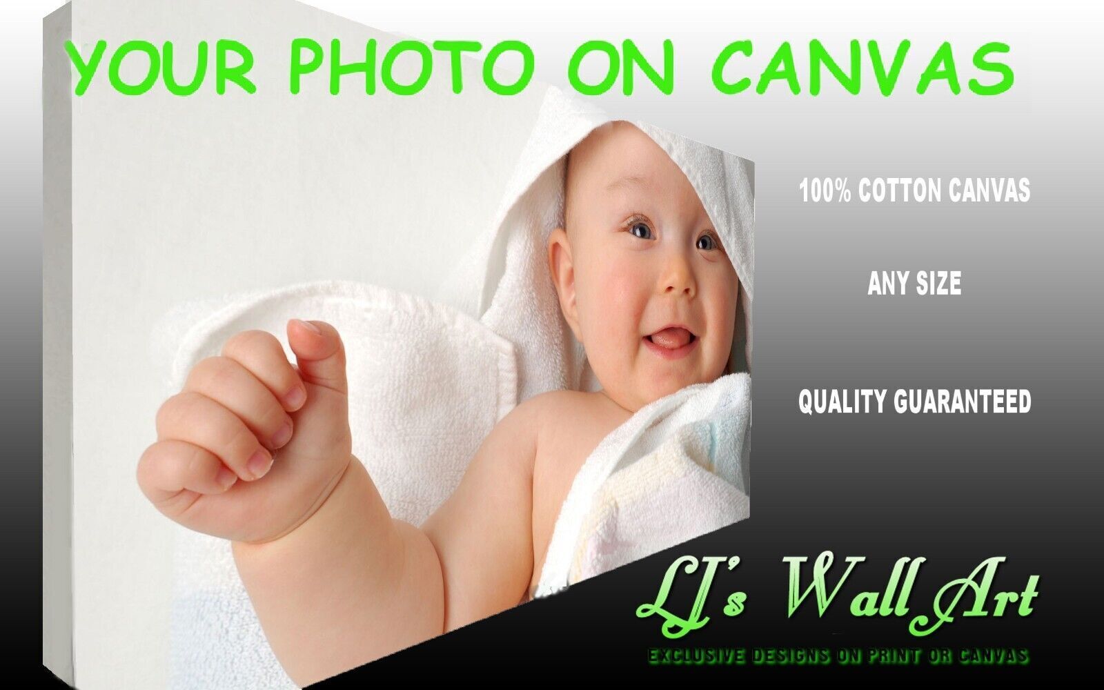 Canvas Print Personalised Wall Art 34x20" A1 Your Pictures Photo Framed on 34mm