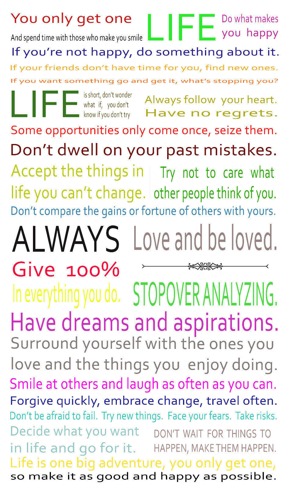 Life Manifesto Quote Canvas Wall Art Picture Print Artwork - multi colour text