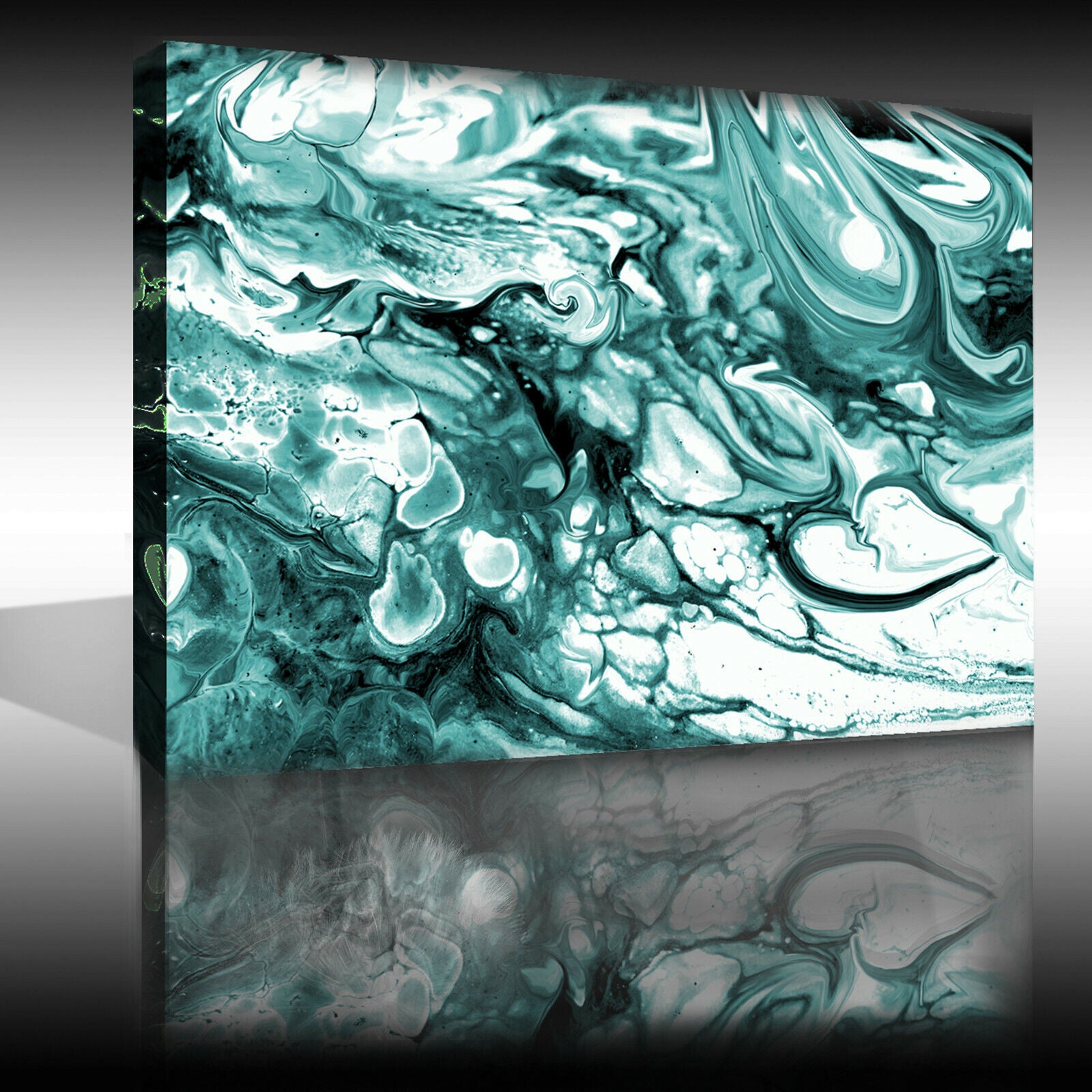 Duck Egg Blue Marble Abstract Art on CANVAS WALL ART Picture Print A4 A1 A2